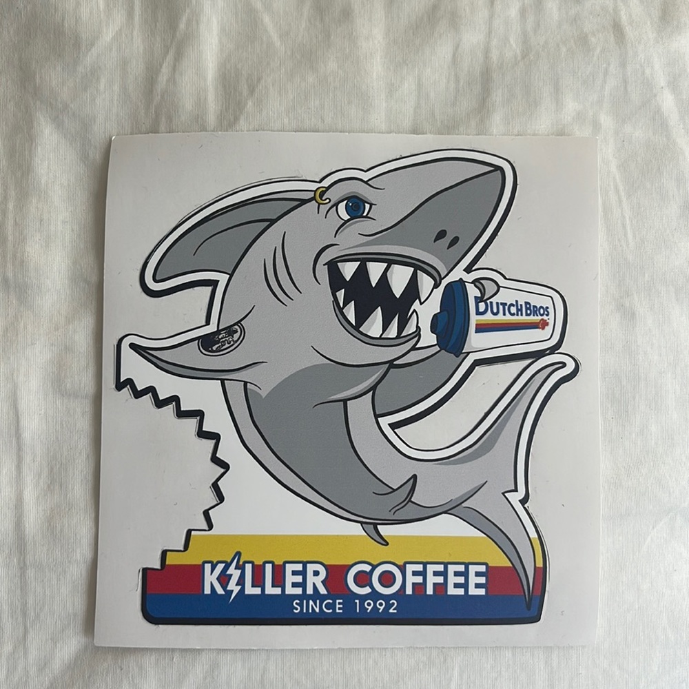 Dutch Bros shark killer coffee sticker!